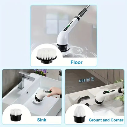 1 Set, Electric Cleaning Brush, Wireless Electric Rotating Scrubber, 7 Brush Heads and Adjustable Extension Handle, Bathroom Cleaning Brush, Household Cleaning Tools