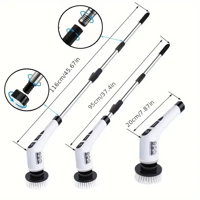 1 Set, Electric Cleaning Brush, Wireless Electric Rotating Scrubber, 7 Brush Heads and Adjustable Extension Handle, Bathroom Cleaning Brush, Household Cleaning Tools